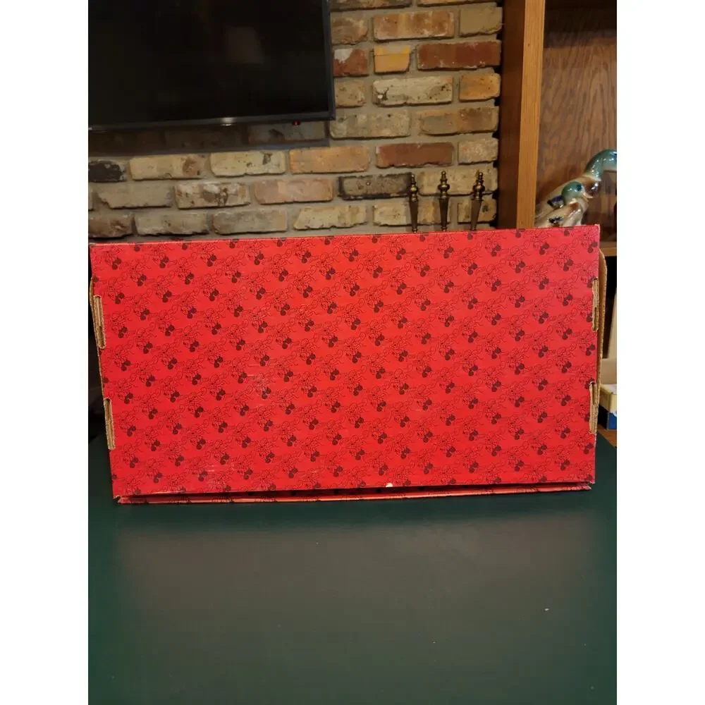 Vtg Disney Mickey & Friends Christmas Cardboard Storage Box Large 24.5